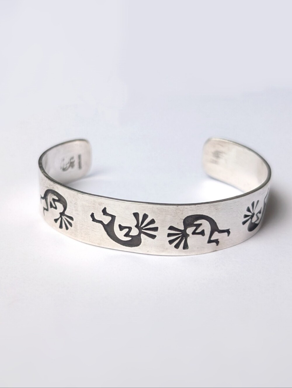 Vintage Navajo Chuck Lindsey Kokopelli Sterling Silver Bracelet Cuff Native 925